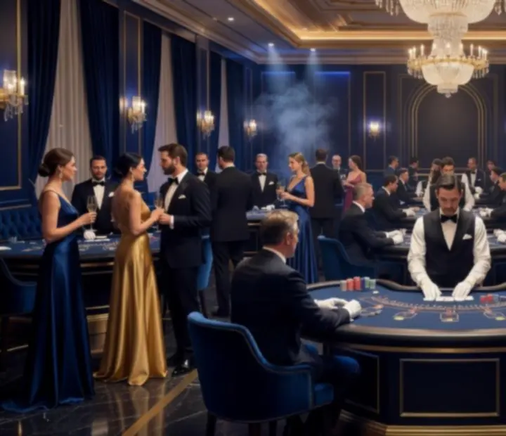 Luxusní prostor s blackjack stoly připravený pro večerní event