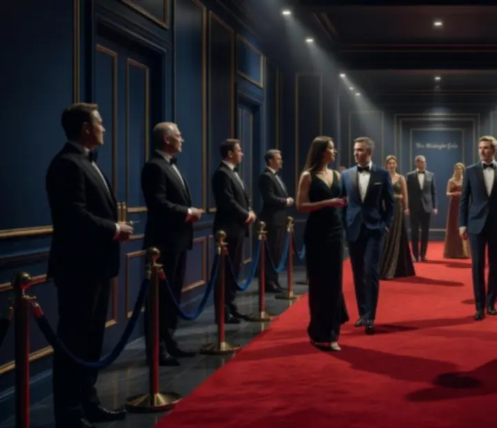 Dramatický VIP vstup hostů do luxusního eventového prostoru